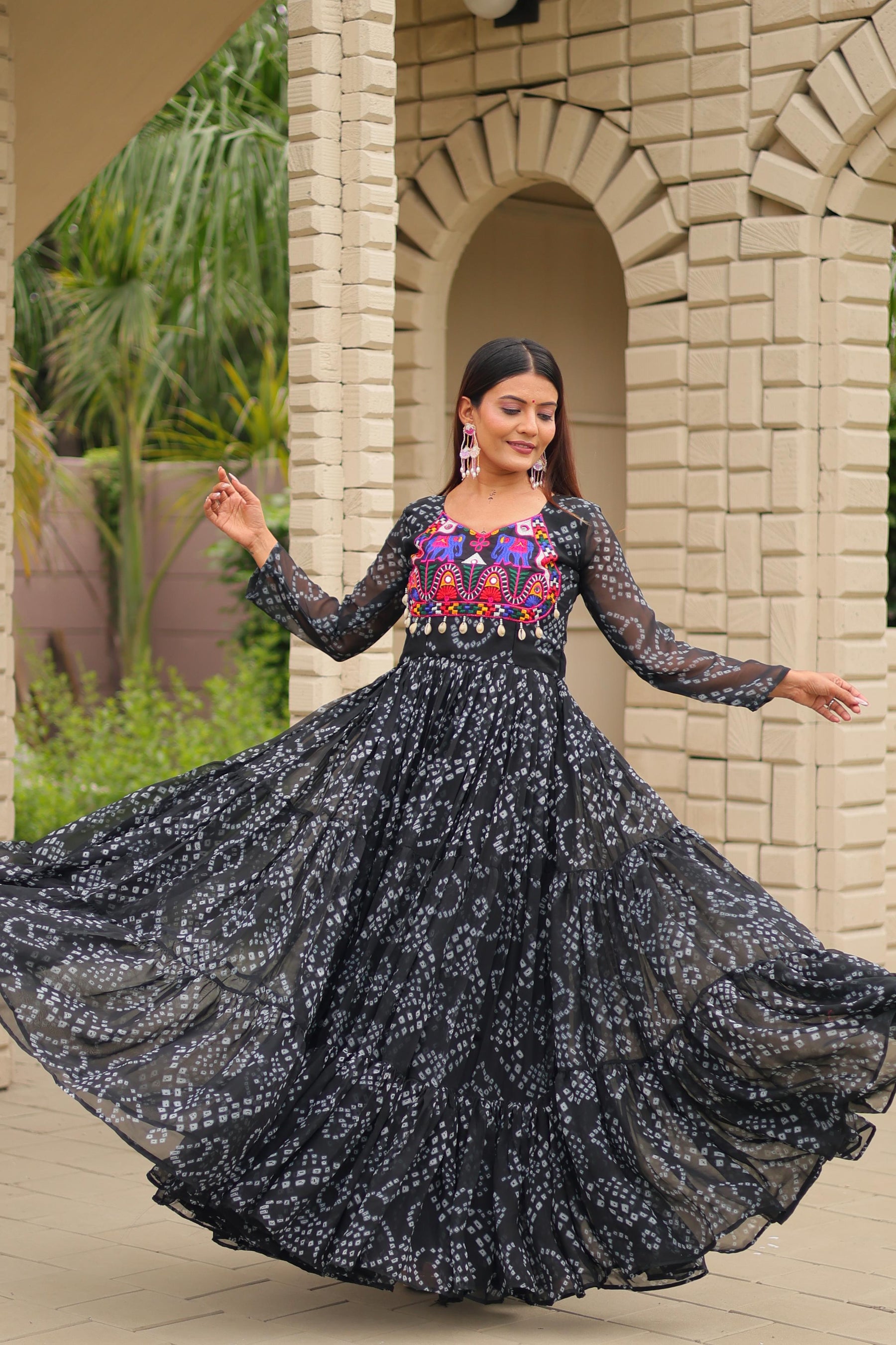 NAVRATRI GOWN WITH REAL MIRROR & KODI LACE