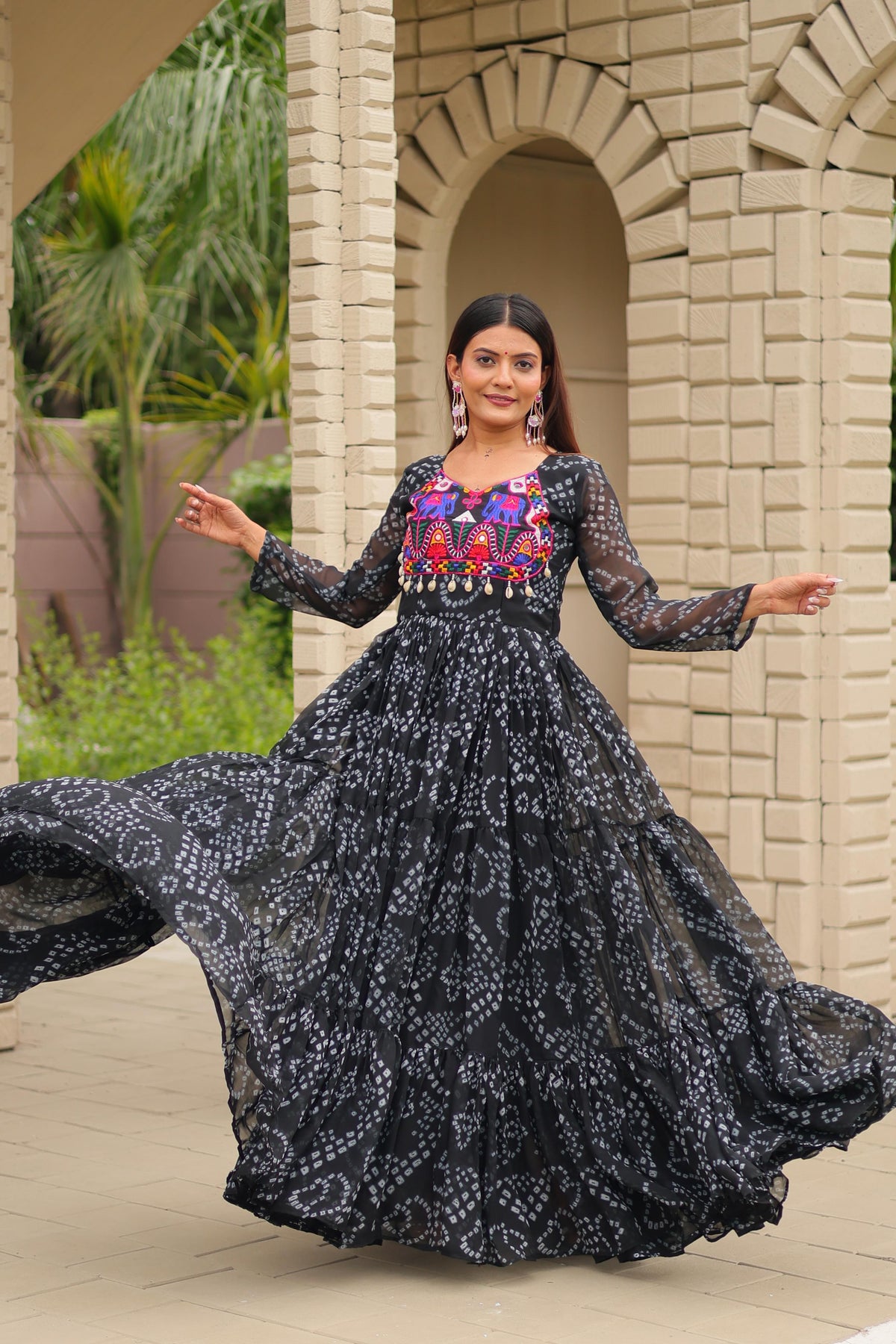 NAVRATRI GOWN WITH REAL MIRROR & KODI LACE