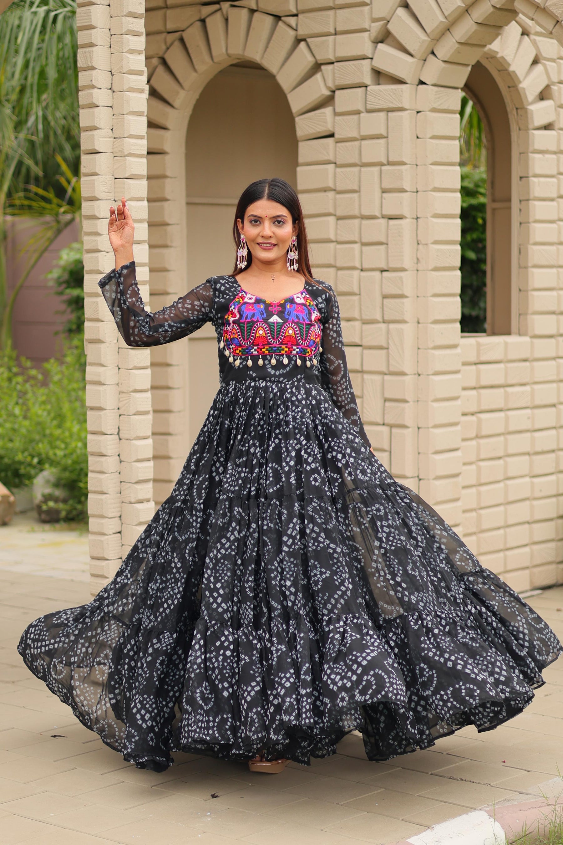 NAVRATRI GOWN WITH REAL MIRROR & KODI LACE