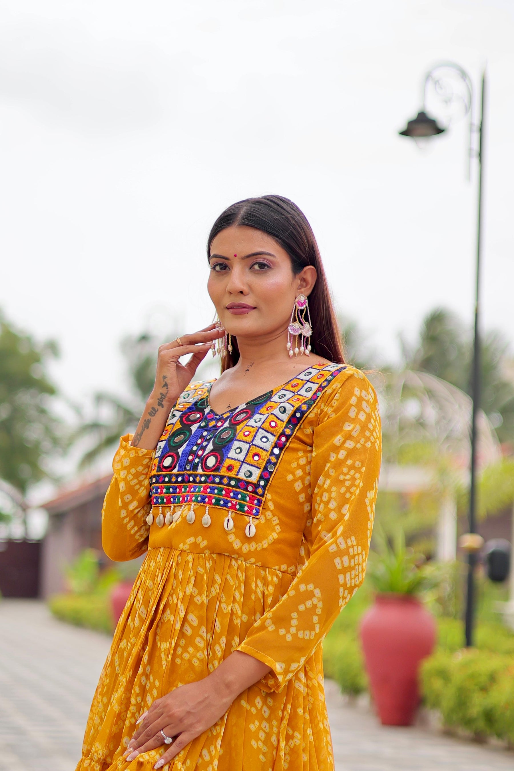NAVRATRI GOWN WITH REAL MIRROR & KODI LACE