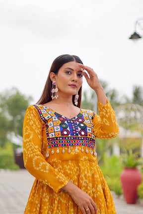NAVRATRI GOWN WITH REAL MIRROR & KODI LACE
