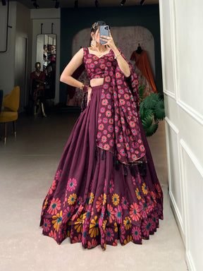 Tussar Silk Floral Lehenga Choli