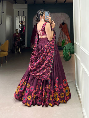 Tussar Silk Floral Lehenga Choli