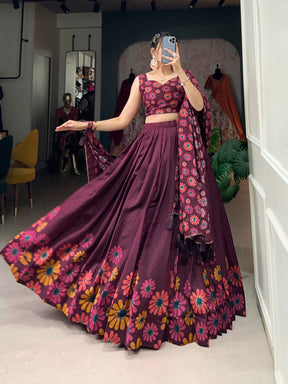 Tussar Silk Floral Lehenga Choli