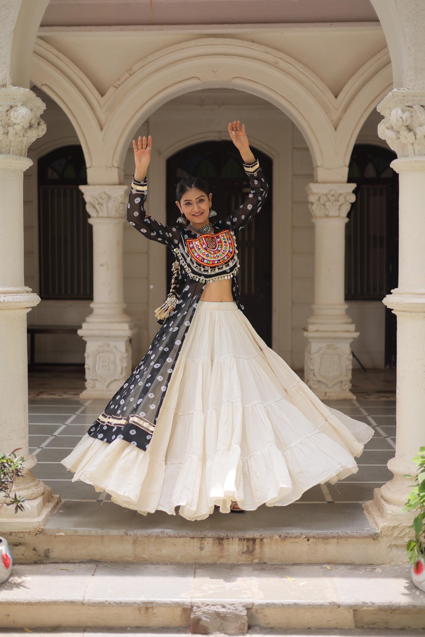 PREMIUM KORA COTTON LEHENGA & BANDHANI KURTI SET