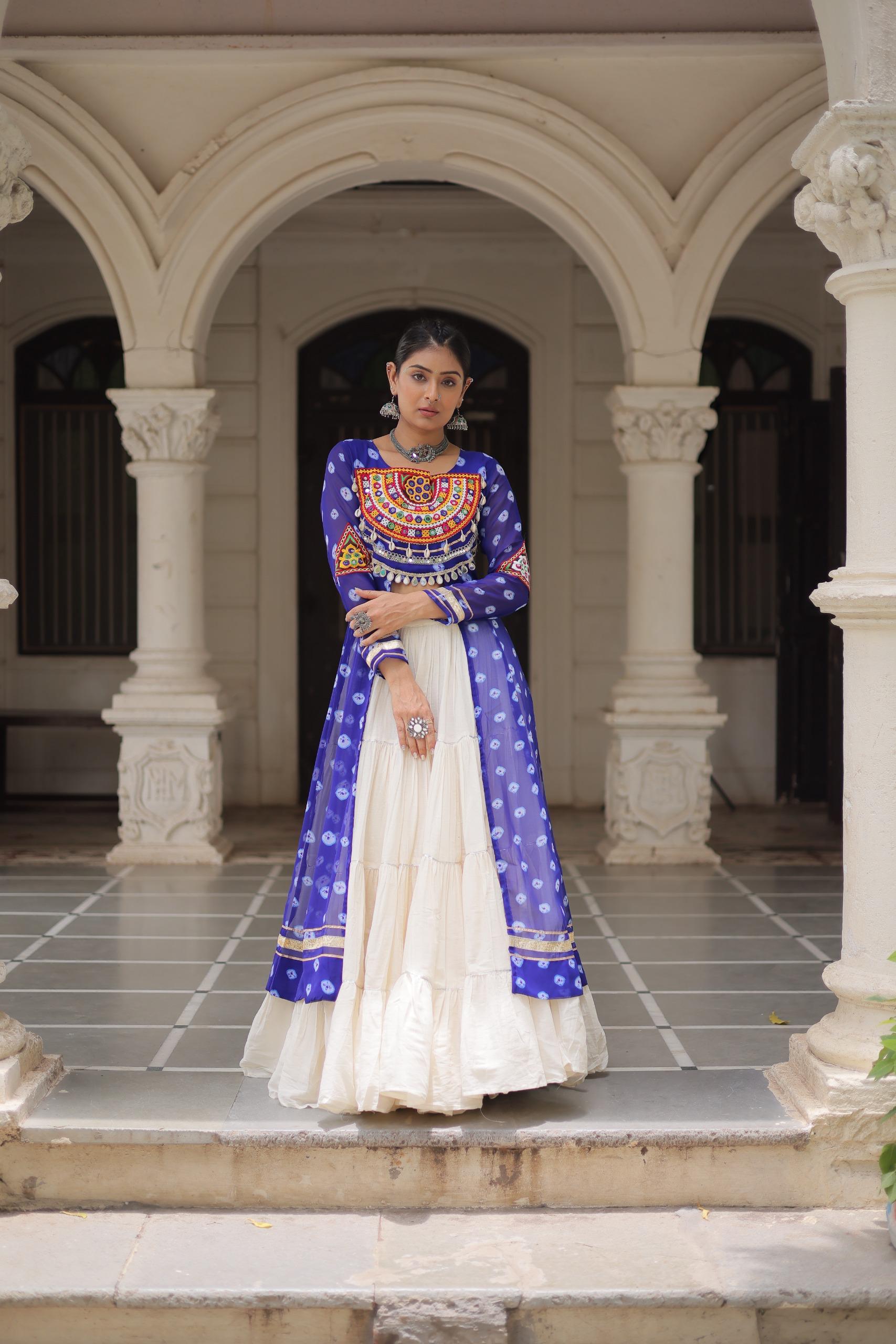 PREMIUM KORA COTTON LEHENGA & BANDHANI KURTI SET