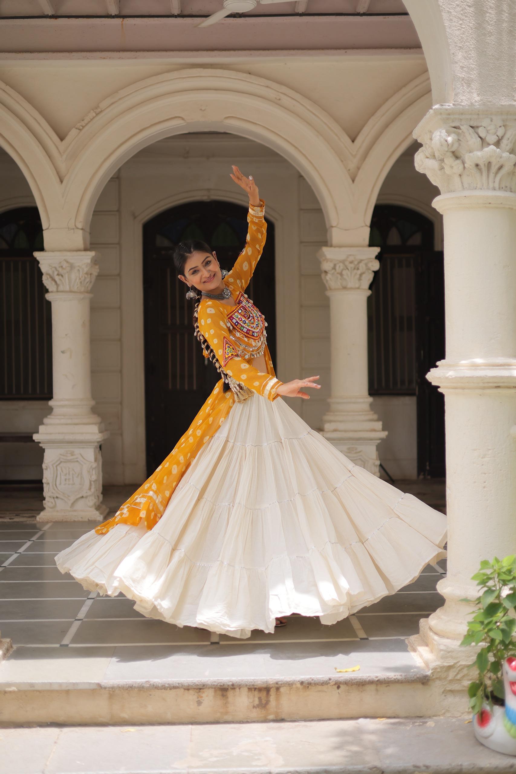 PREMIUM KORA COTTON LEHENGA & BANDHANI KURTI SET