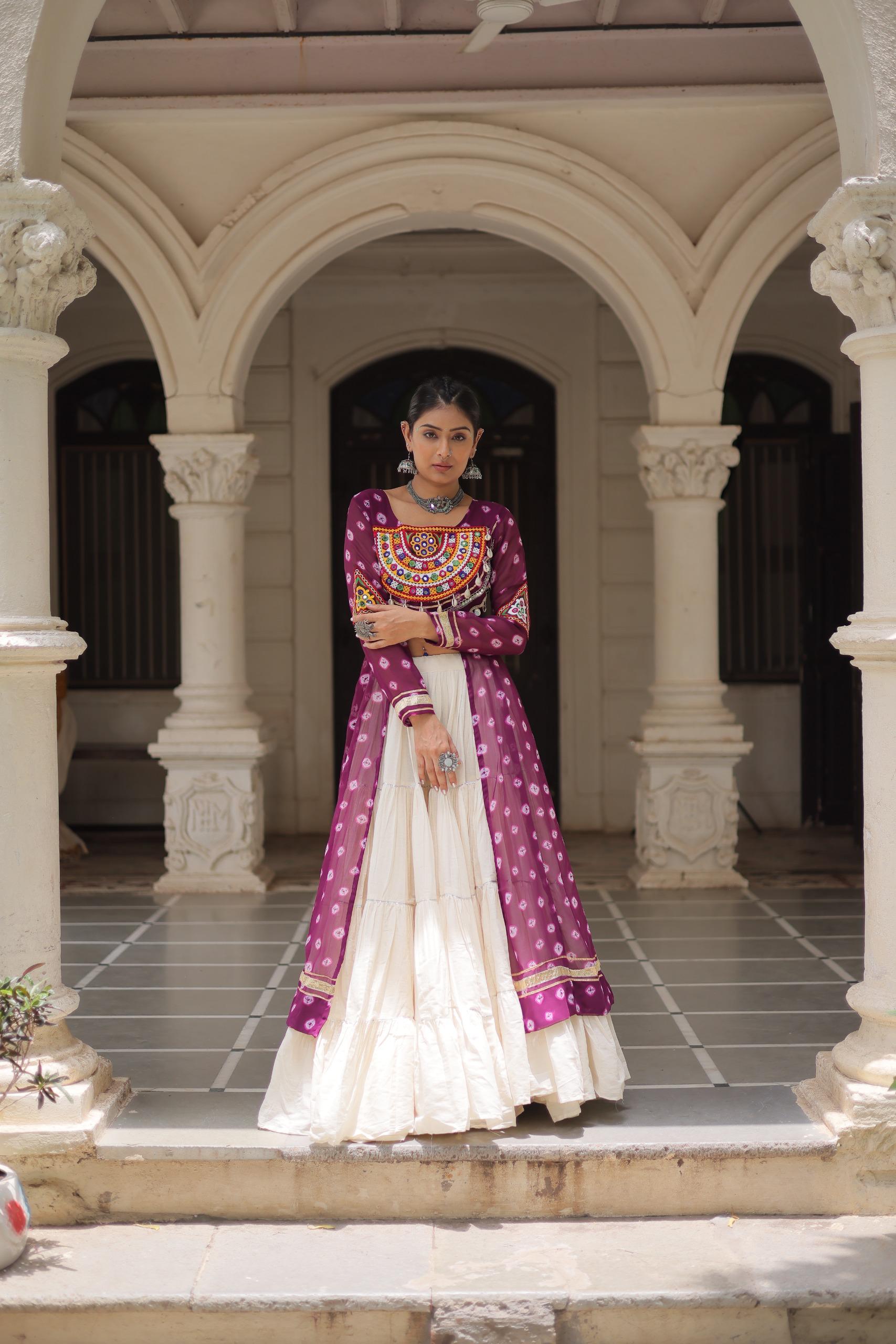 PREMIUM KORA COTTON LEHENGA & BANDHANI KURTI SET