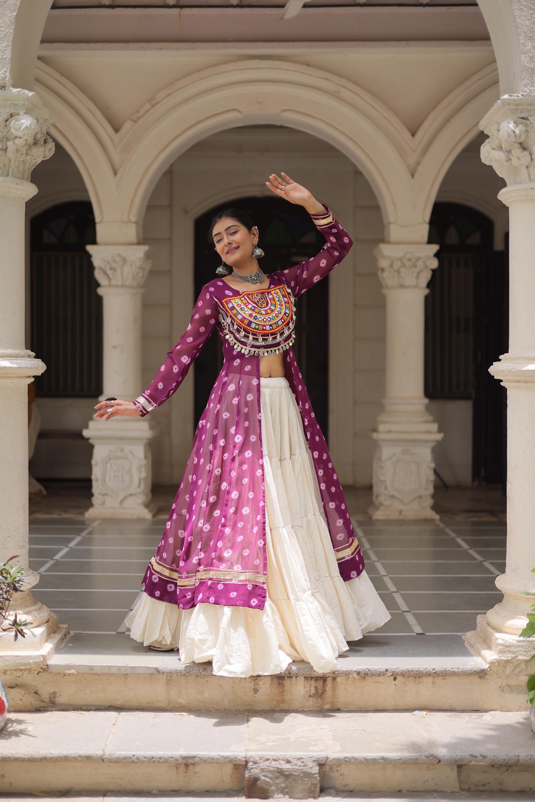 PREMIUM KORA COTTON LEHENGA & BANDHANI KURTI SET