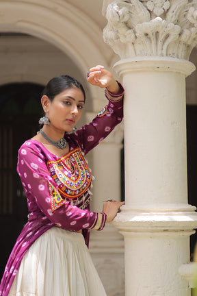 PREMIUM KORA COTTON LEHENGA & BANDHANI KURTI SET