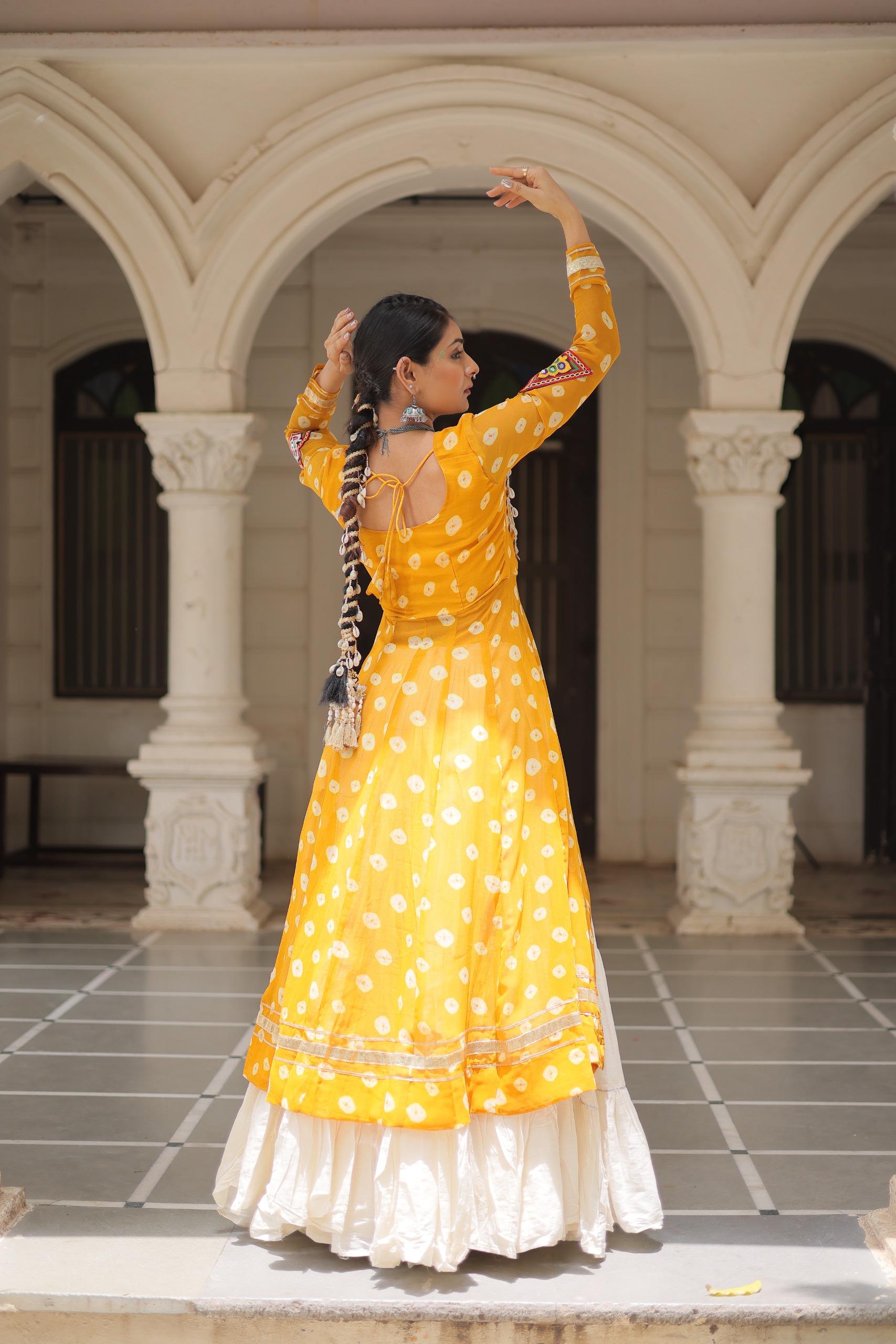 PREMIUM KORA COTTON LEHENGA & BANDHANI KURTI SET