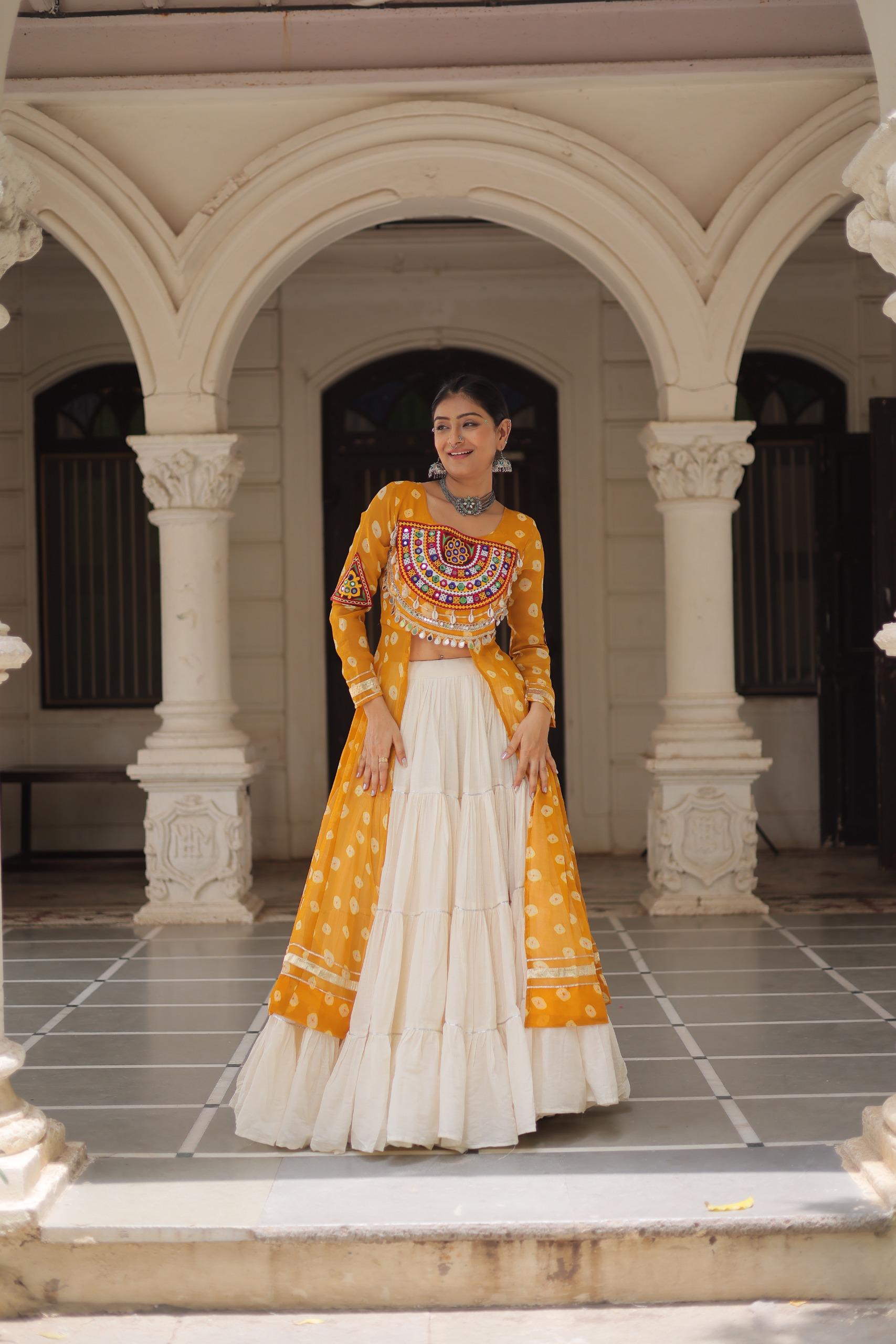 PREMIUM KORA COTTON LEHENGA & BANDHANI KURTI SET