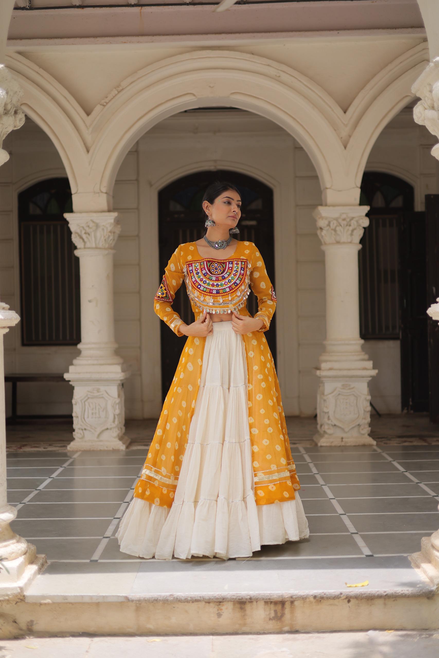 PREMIUM KORA COTTON LEHENGA & BANDHANI KURTI SET