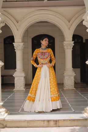 PREMIUM KORA COTTON LEHENGA & BANDHANI KURTI SET