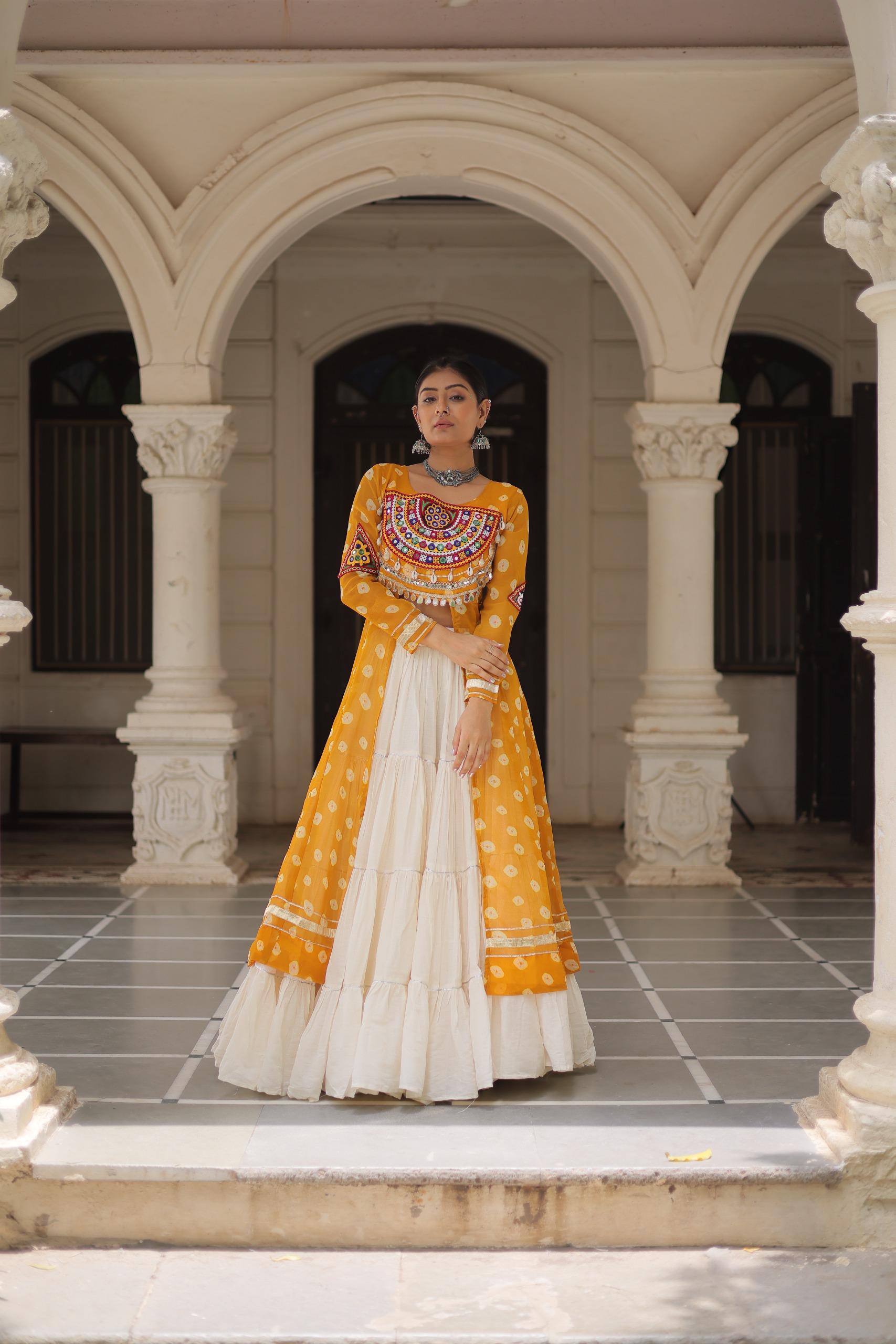 PREMIUM KORA COTTON LEHENGA & BANDHANI KURTI SET