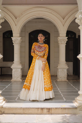 PREMIUM KORA COTTON LEHENGA & BANDHANI KURTI SET