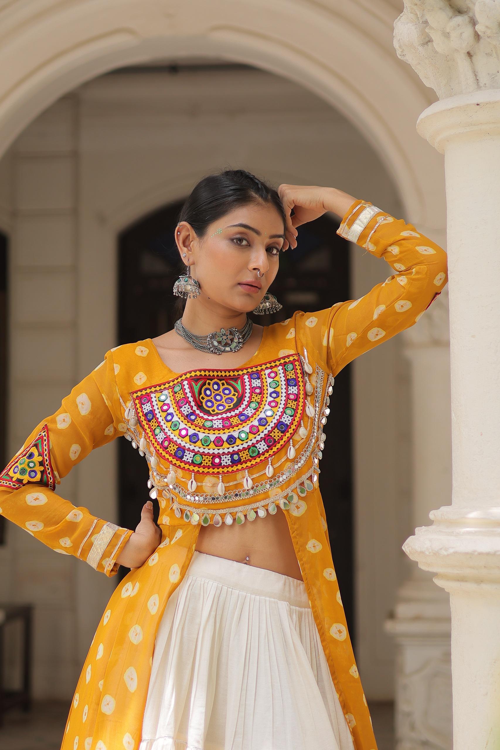 PREMIUM KORA COTTON LEHENGA & BANDHANI KURTI SET