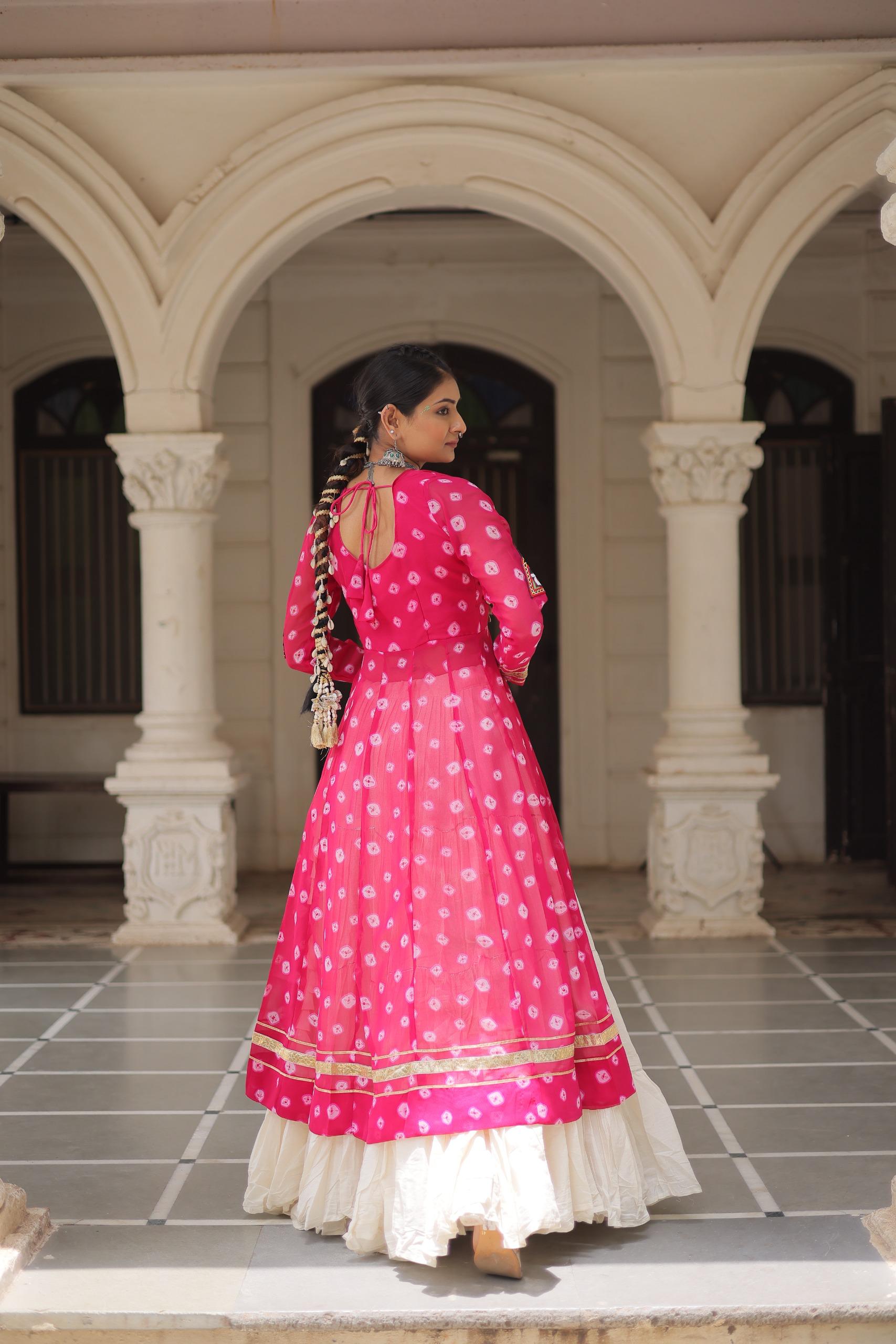 PREMIUM KORA COTTON LEHENGA & BANDHANI KURTI SET