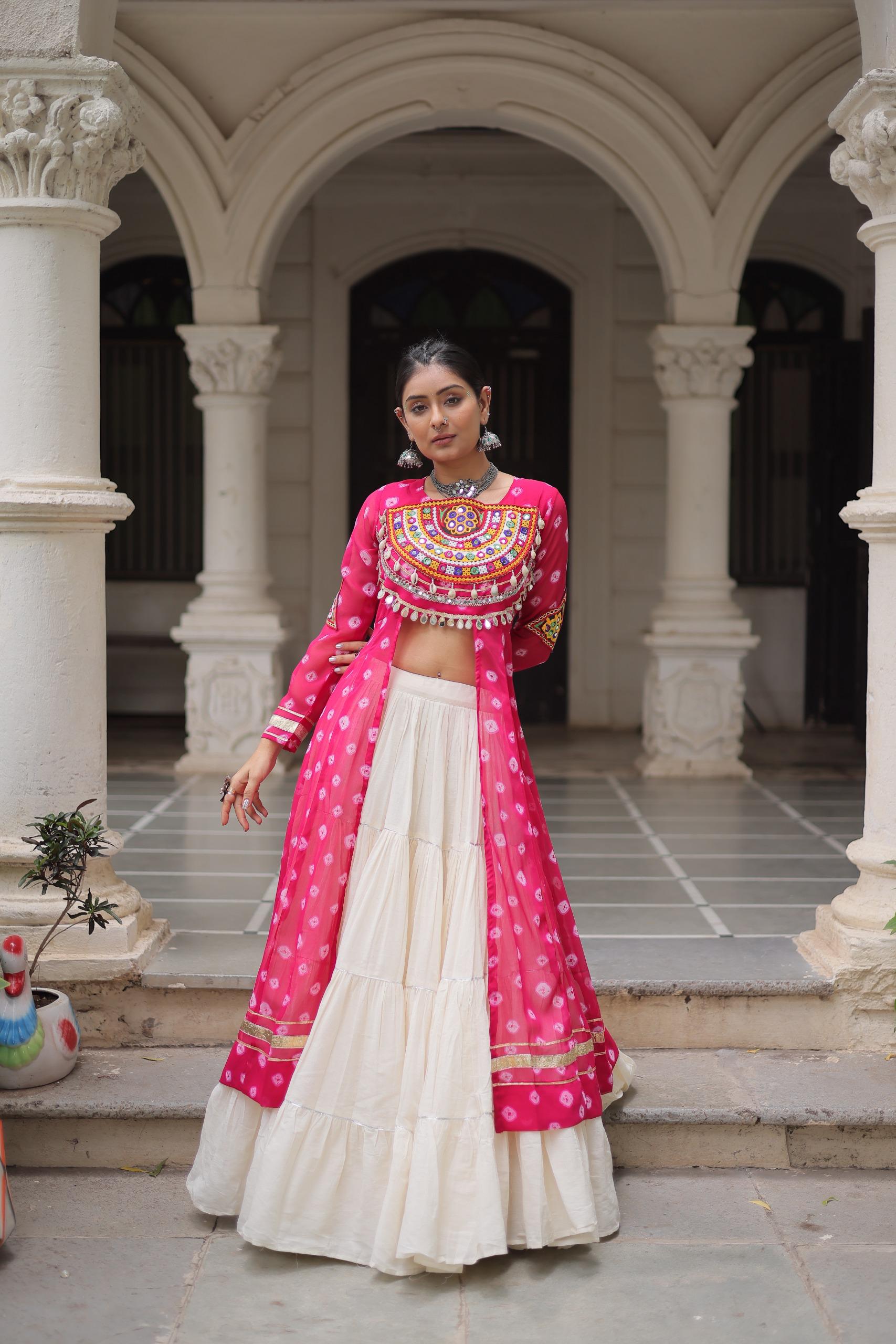PREMIUM KORA COTTON LEHENGA & BANDHANI KURTI SET