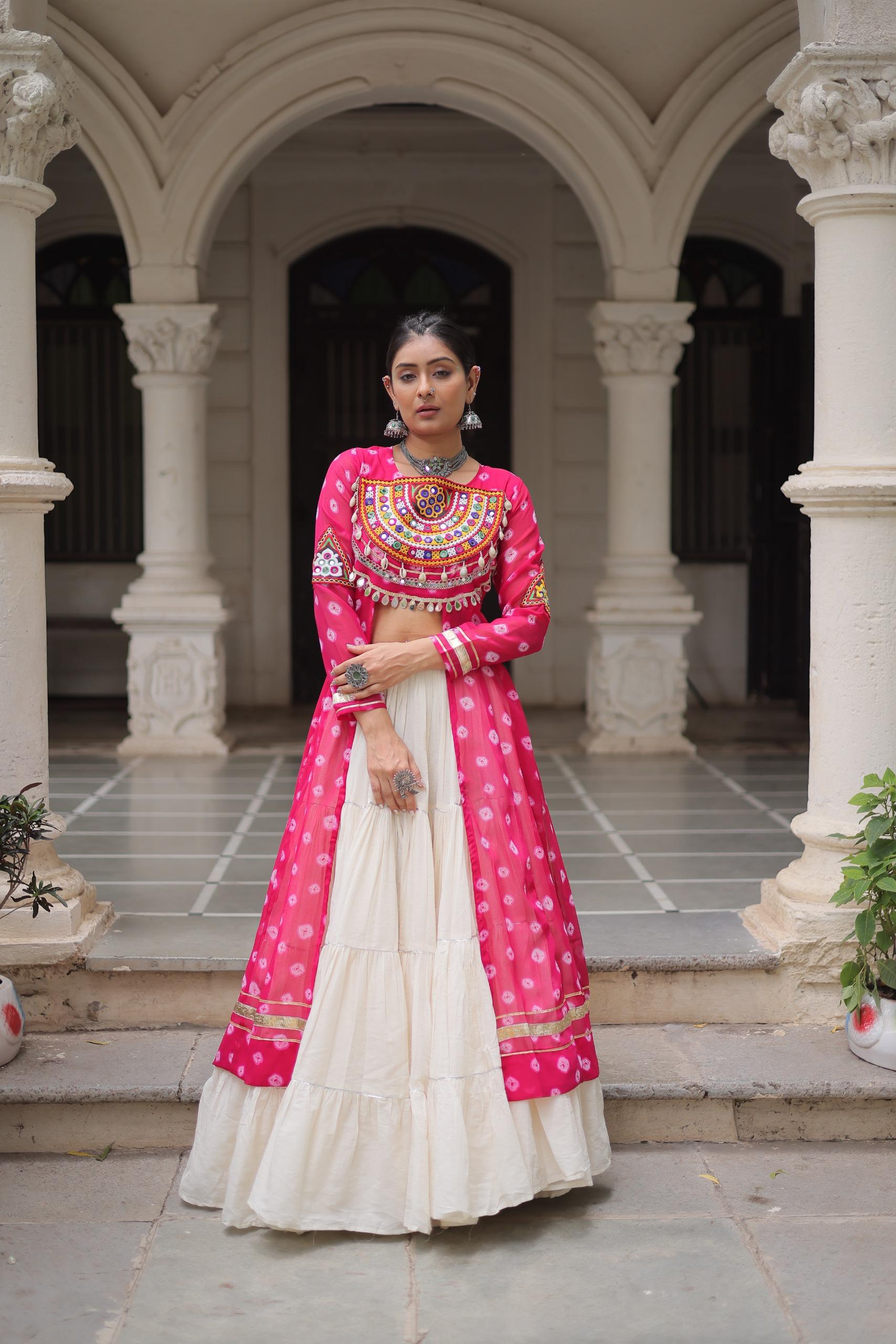 PREMIUM KORA COTTON LEHENGA & BANDHANI KURTI SET