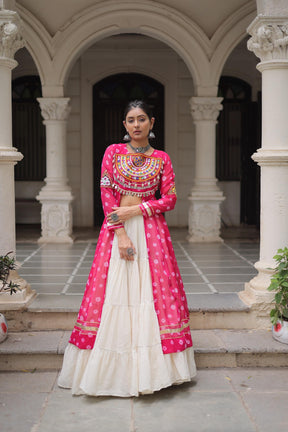 PREMIUM KORA COTTON LEHENGA & BANDHANI KURTI SET