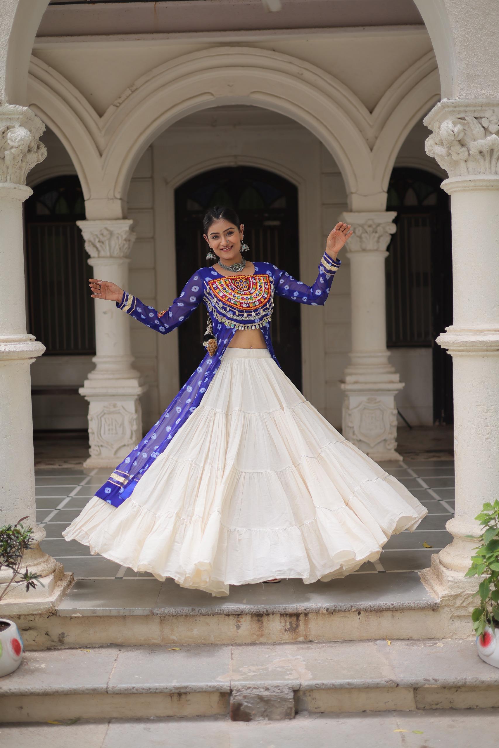 PREMIUM KORA COTTON LEHENGA & BANDHANI KURTI SET