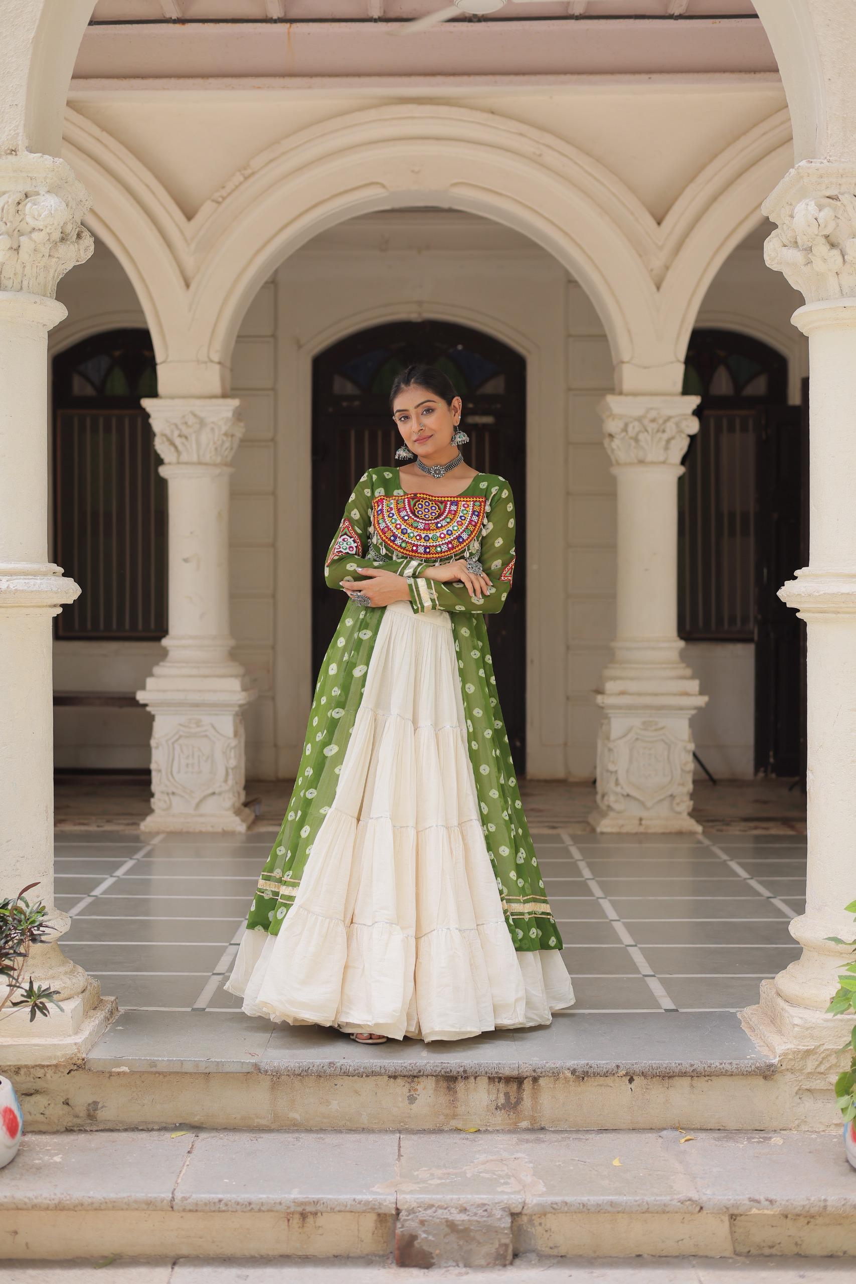 PREMIUM KORA COTTON LEHENGA & BANDHANI KURTI SET