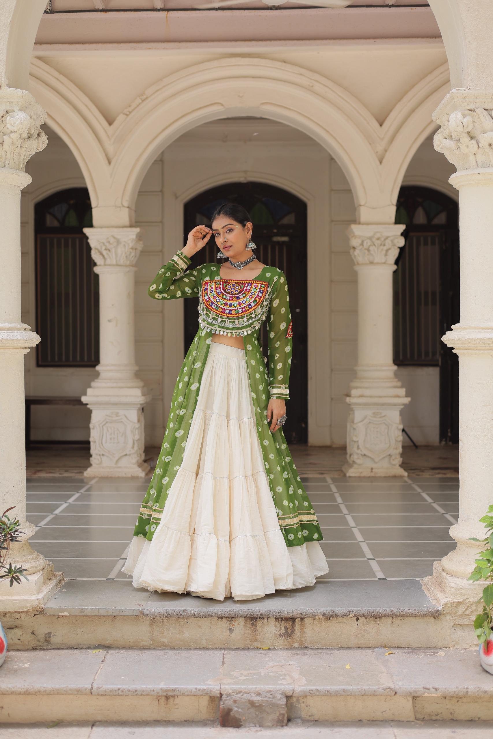 PREMIUM KORA COTTON LEHENGA & BANDHANI KURTI SET