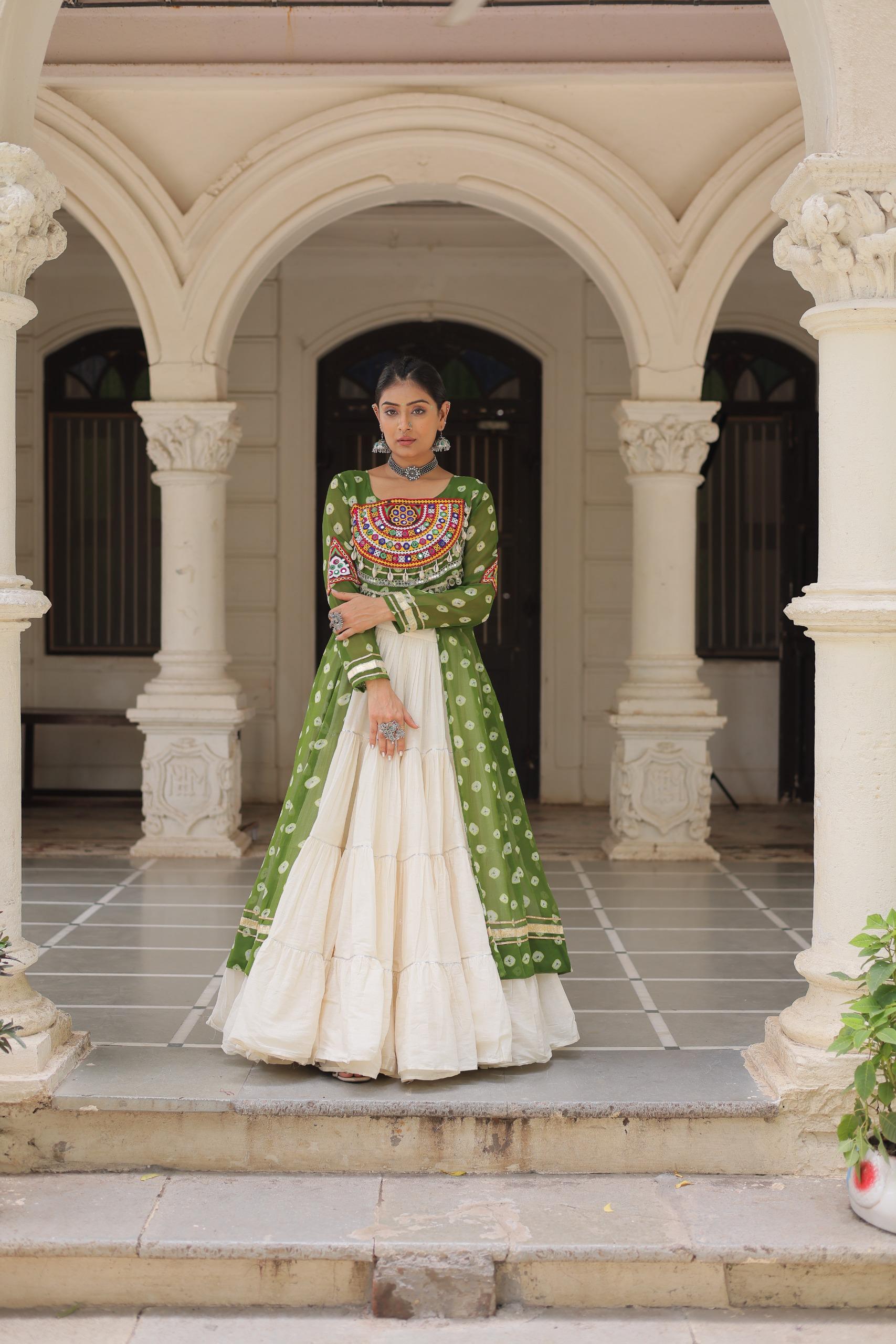 PREMIUM KORA COTTON LEHENGA & BANDHANI KURTI SET