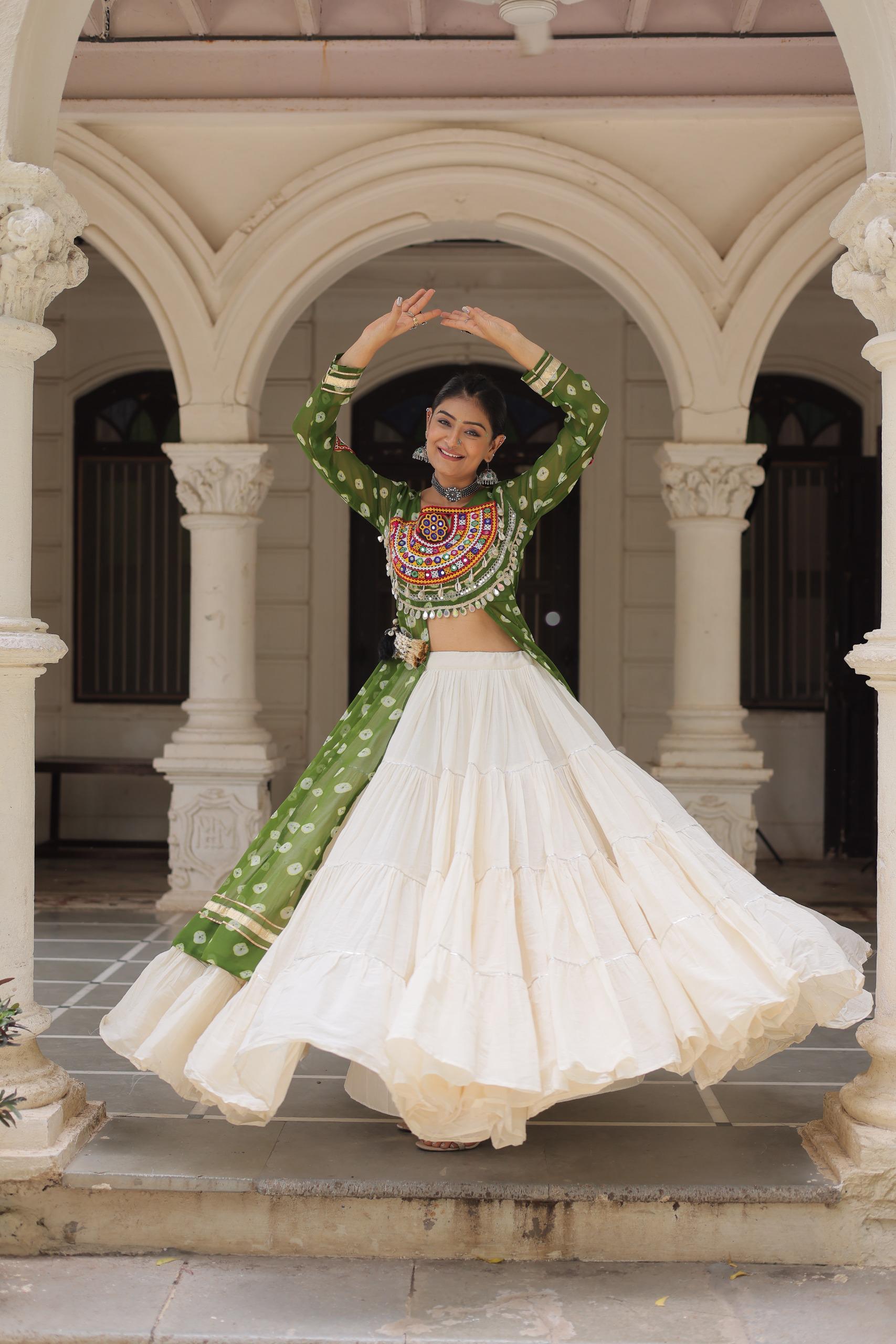 PREMIUM KORA COTTON LEHENGA & BANDHANI KURTI SET