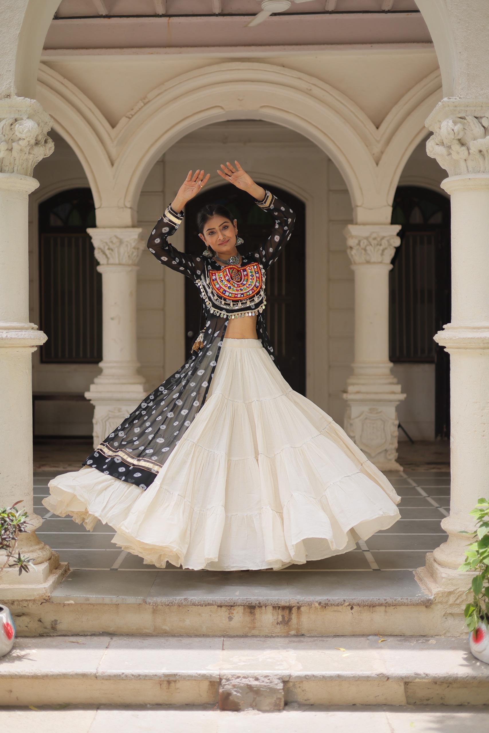 PREMIUM KORA COTTON LEHENGA & BANDHANI KURTI SET