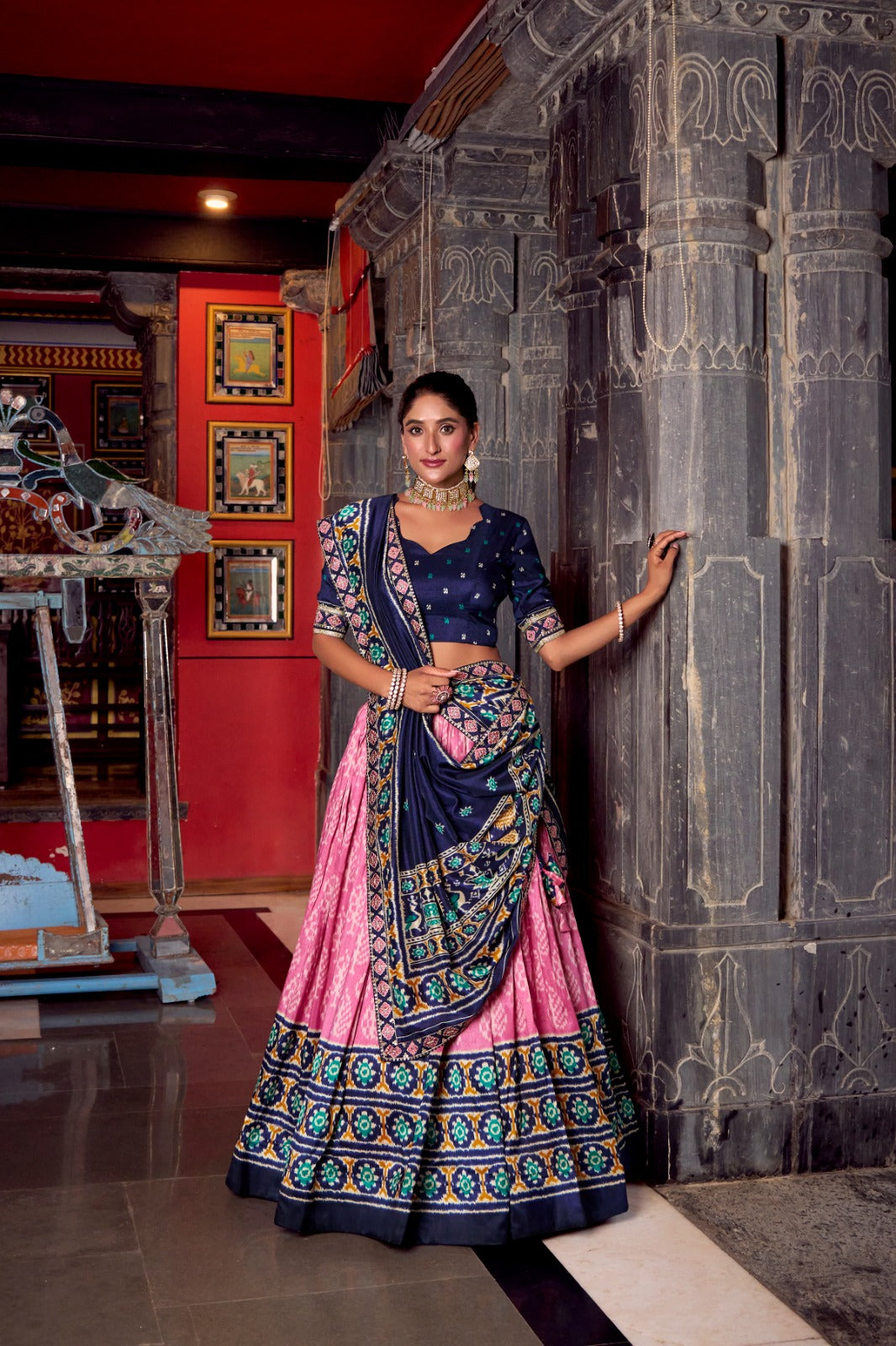Tassar Silk Ikkat Print Lehenga Choli&nbsp;