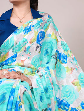 ELEGANT SATIN SAREES WITH MOONGA SILK BLOUSE