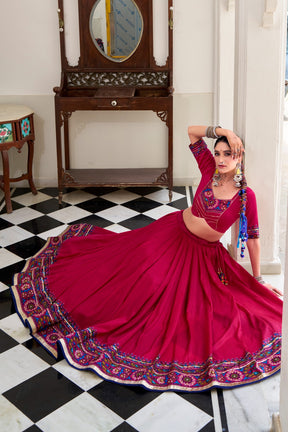 TASSAR SILK GAMTHI LEHENGA CHOLI FOR GARBA