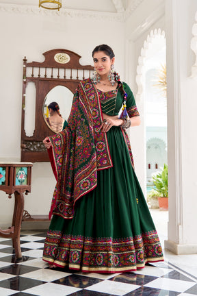 TASSAR SILK GAMTHI LEHENGA CHOLI FOR GARBA