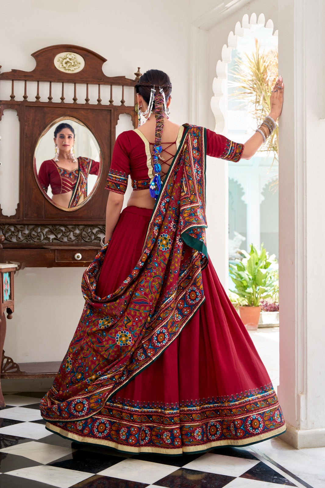 TASSAR SILK GAMTHI LEHENGA CHOLI FOR GARBA
