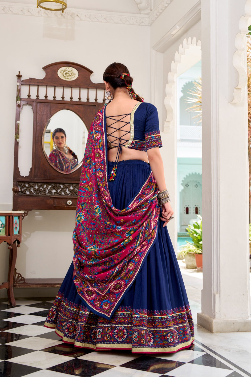 TASSAR SILK GAMTHI LEHENGA CHOLI FOR GARBA