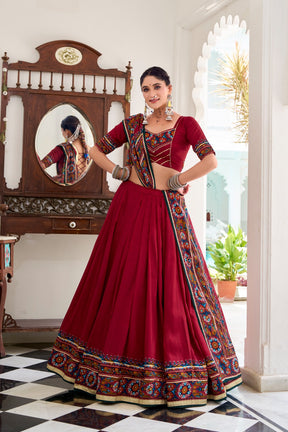 TASSAR SILK GAMTHI LEHENGA CHOLI FOR GARBA