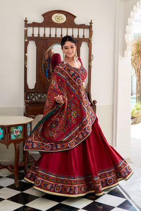 TASSAR SILK GAMTHI LEHENGA CHOLI FOR GARBA