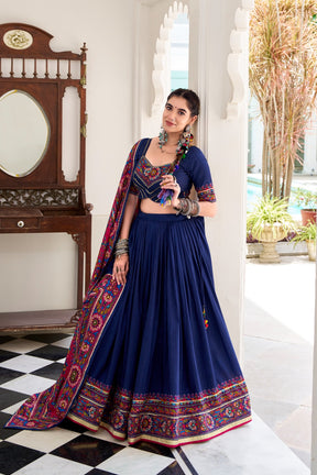 TASSAR SILK GAMTHI LEHENGA CHOLI FOR GARBA