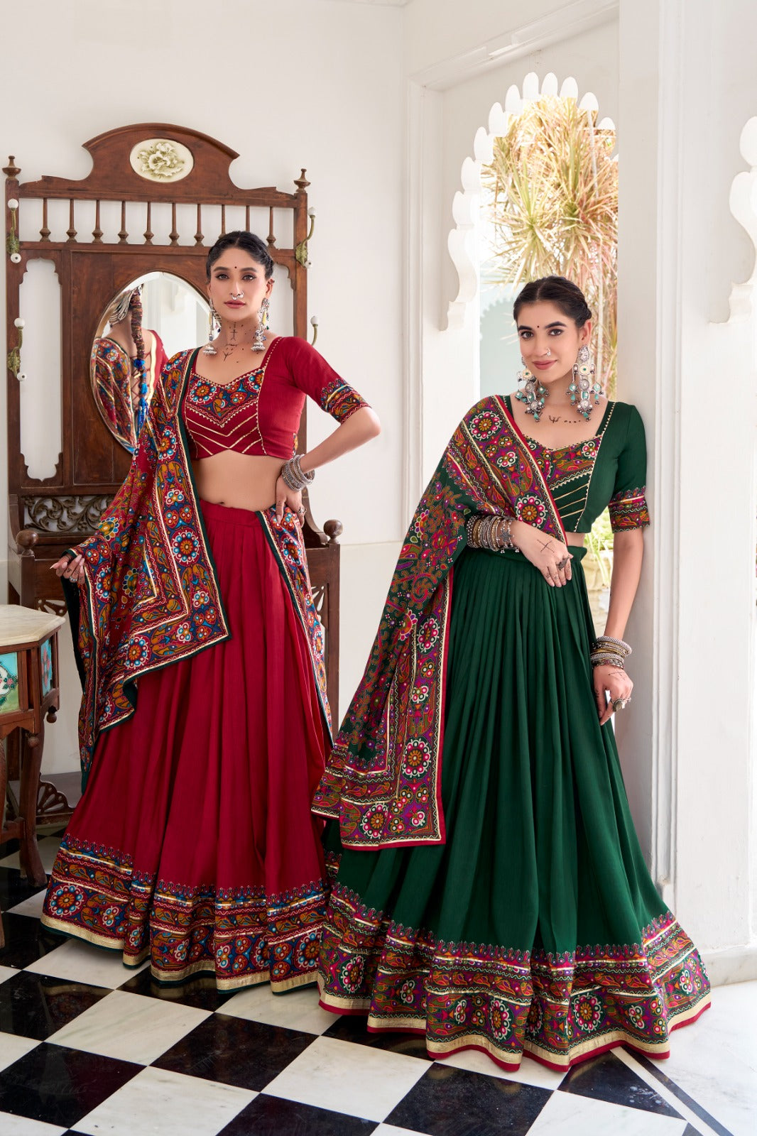 TASSAR SILK GAMTHI LEHENGA CHOLI FOR GARBA