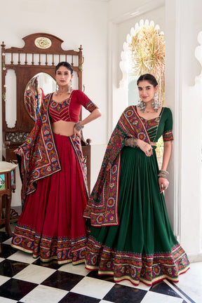 TASSAR SILK GAMTHI LEHENGA CHOLI FOR GARBA