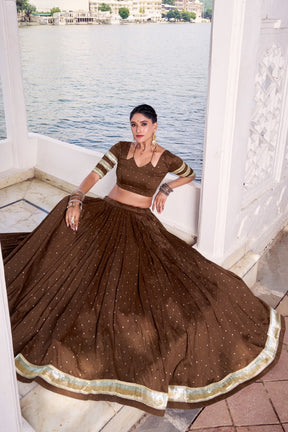 PURE CHANDERI ZARI WEAVING LEHENGA CHOLI SET