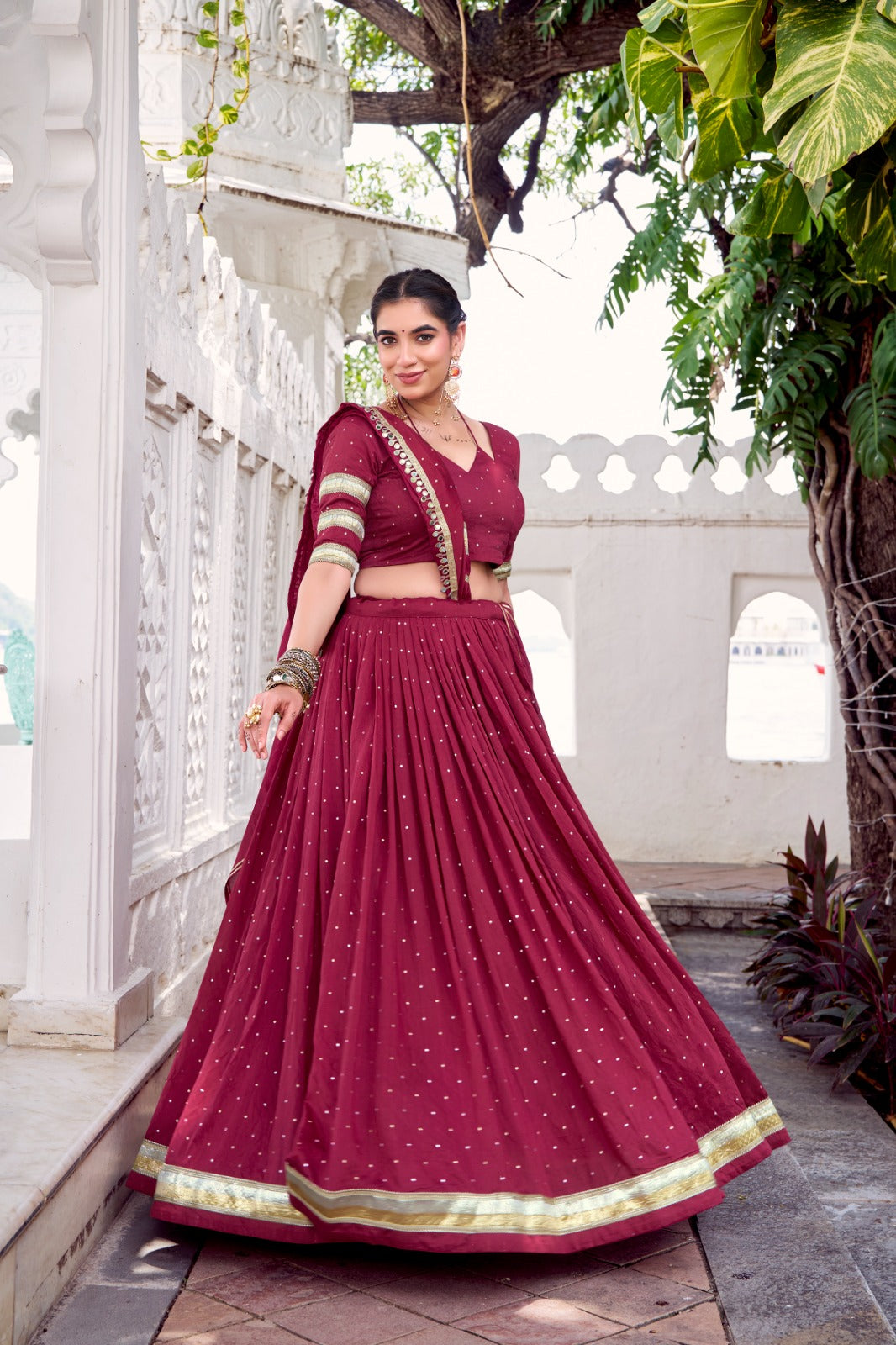 PURE CHANDERI ZARI WEAVING LEHENGA CHOLI SET