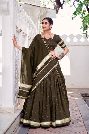 PURE CHANDERI ZARI WEAVING LEHENGA CHOLI SET