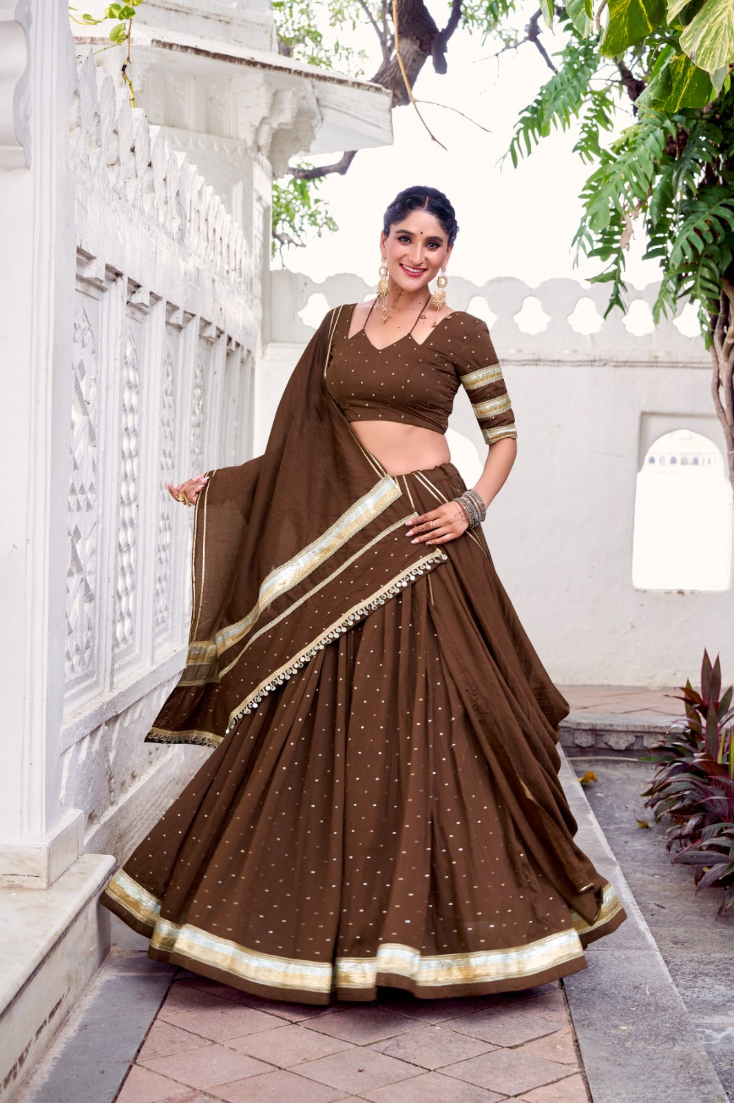 PURE CHANDERI ZARI WEAVING LEHENGA CHOLI SET