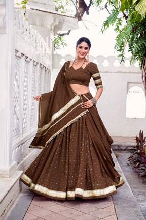 PURE CHANDERI ZARI WEAVING LEHENGA CHOLI SET