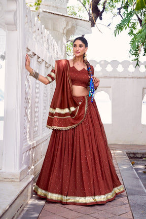 PURE CHANDERI ZARI WEAVING LEHENGA CHOLI SET