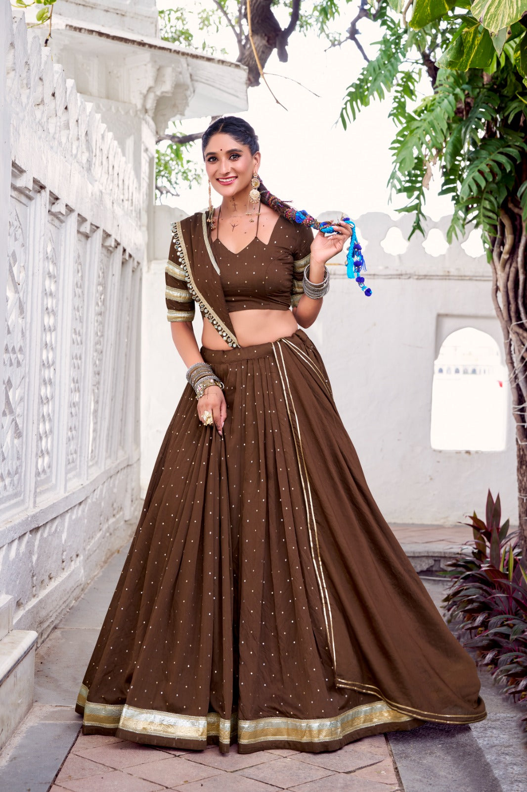 PURE CHANDERI ZARI WEAVING LEHENGA CHOLI SET