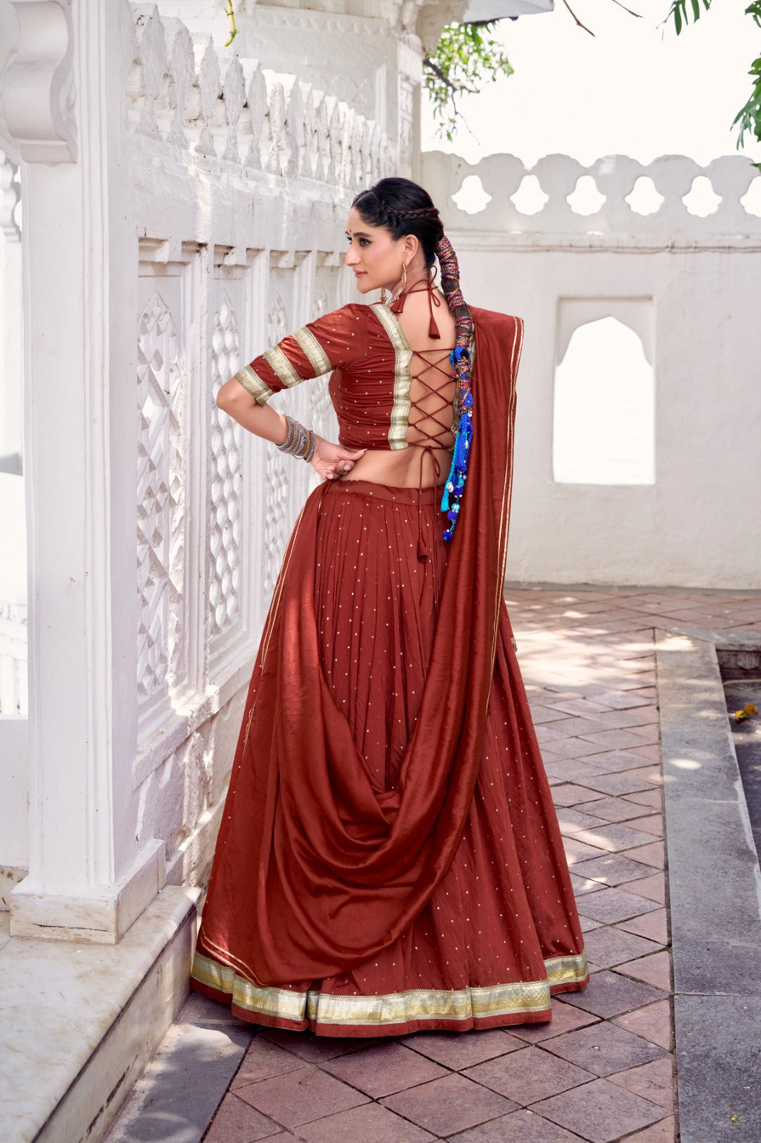 PURE CHANDERI ZARI WEAVING LEHENGA CHOLI SET
